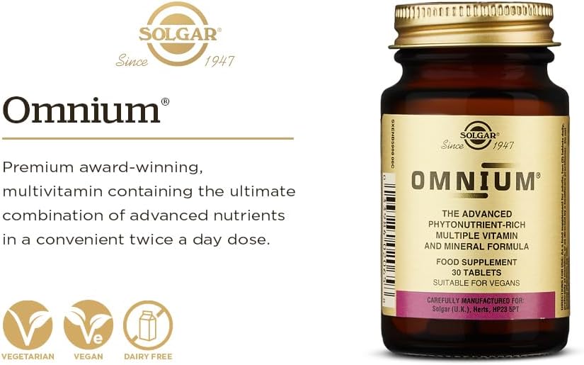 Solgar Omnium - 90 Tablets - Phytonutrient Complex + Multiple Vitamin &amp; Mineral Formula - Non-GMO, Vegan, Gluten Free - 45 Servings
