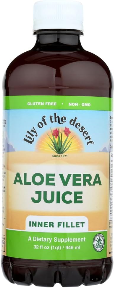 Lily Of The Desert Organic Aloe Vera Juice 2-Pack – Inner Fillet, Natural Gut & Digestive Support, Stomach Relief, 32 Fl Oz Ea
