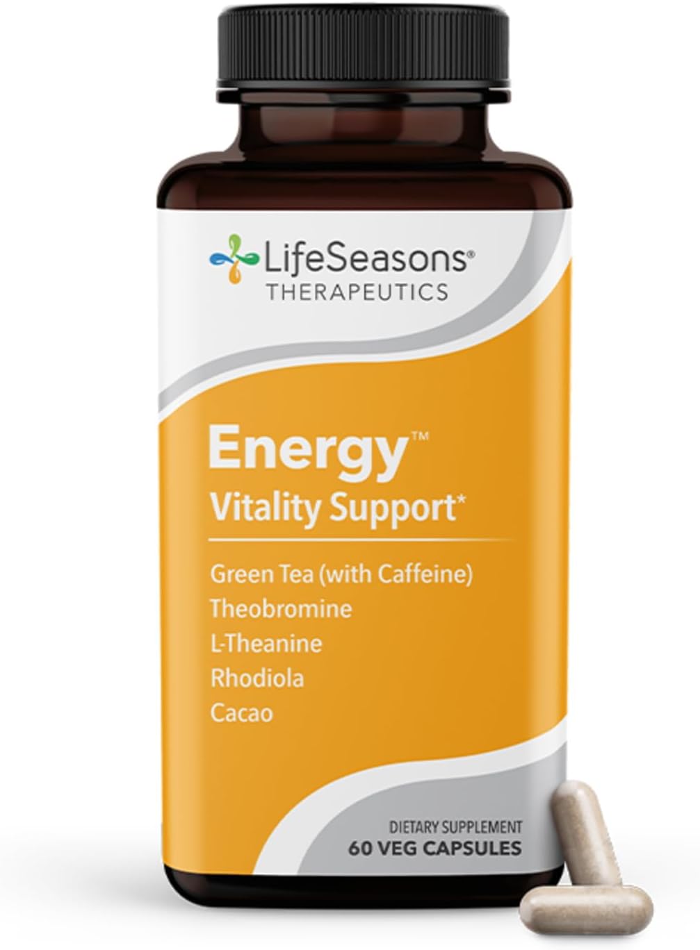 LifeSeasons Energy - Vitality Support - Energy Booster for Physical and Cognitive Strength - No Jitters - Increases Stamina - Contains Green Tea and L-Theanine - 60 Count