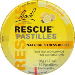 Bach RESCUE PASTILLES, Lemon Flavor, Natural Stress Relief Lozenges, Homeopathic Flower Essence, Vegetarian, Gluten & Sugar-Free, 35 Count
