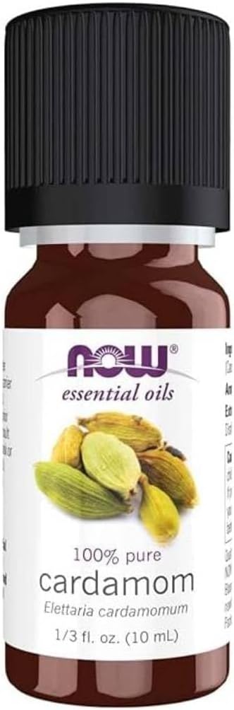 NOW Essential Oils, Cardamom Oil, Spicy and Warm Aromatherapy Scent, 100% Pure, Steam Distilled Child Resistant Cap, 10 mL