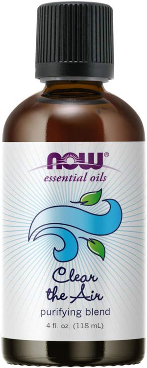 NOW Essential Oils, Clear the Air Oil Blend, Purifying Aromatherapy Scent, Blend of Pure Essential Oils, Steam Distilled, Vegan, Child Resistant Cap, 4-Ounce