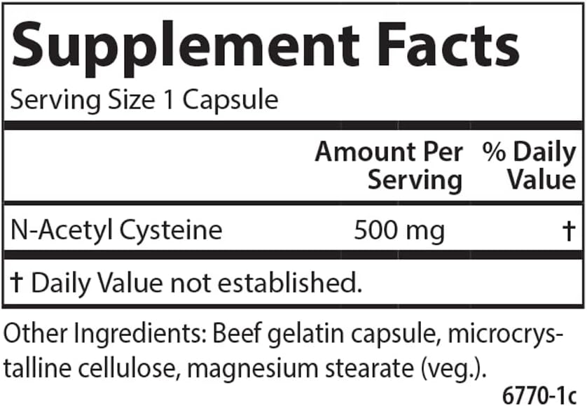 Carlson Labs NAC N-Acetyl Cysteine, 500mg, 60 Capsules