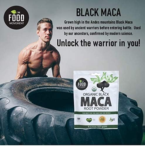 Black Maca 8 oz Raw Food Powder - Organic, Non-GMO, Vegan, Gluten Free- Black Maca Root Supplement for Whole Body Wellness