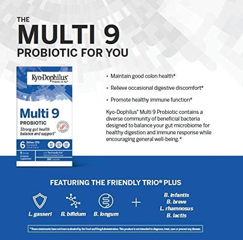Kyolic Kyo-Dophilus Multi 9 Probiotic, For Strong Gut Health Balance and Support, 180 Count