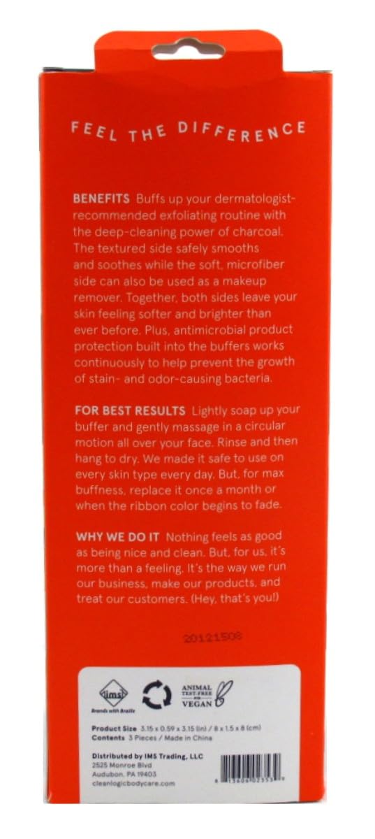Clean Logic Detoxify Dual Texture Facial Buffer, 3 Ct