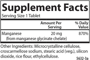Carlson - Chelated Manganese, 20 mg - Superior Absorption, Healthy Metabolism, Bone Support & Brain Health, 250 Tablets