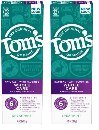 Tom&#39;s of Maine Whole Care Natural Toothpaste with Fluoride, Spearmint, 4 oz.