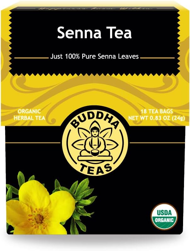Organic Senna Tea - Kosher, Caffeine Free, GMO-Free - 18 Bleach Free Tea Bags