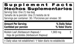 Bio Nutrition Mullein Leaf Tea, Herbal Supplement, 30 Tea Bags, 2.01 oz