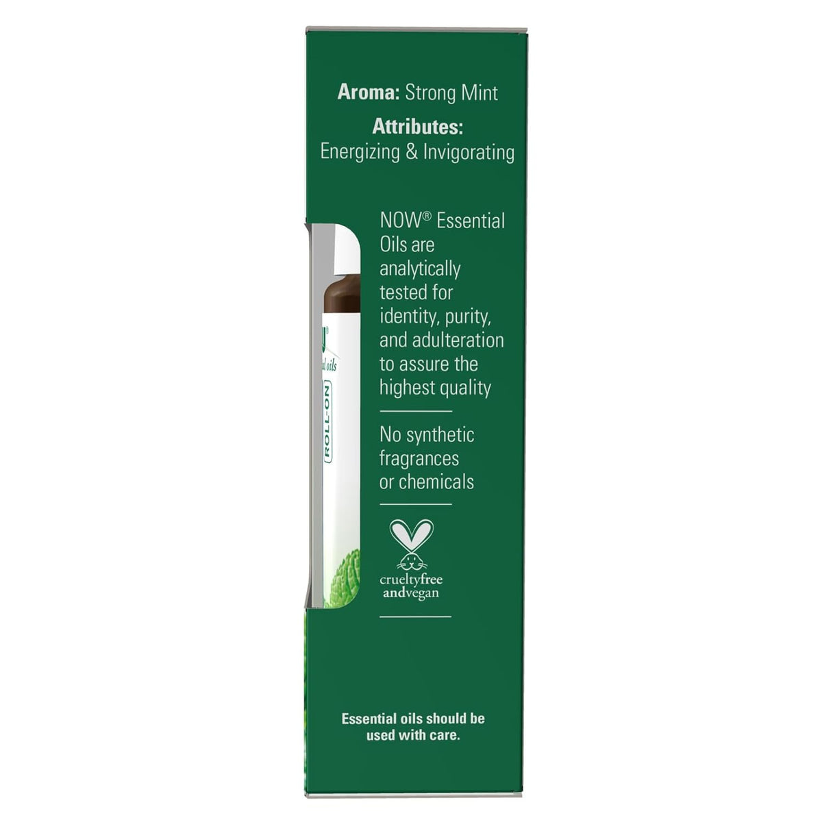 NOW Foods Essential Oils, Peppermint Roll-On, Certified Organic, Energizing Blend, Steam Distilled, Topical Aromatherapy, 10-mL