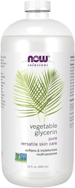 NOW Foods Solutions, Vegetable Glycerin, 100% Pure, Versatile Skin Care, Softening and Moisturizing, 32-Ounce