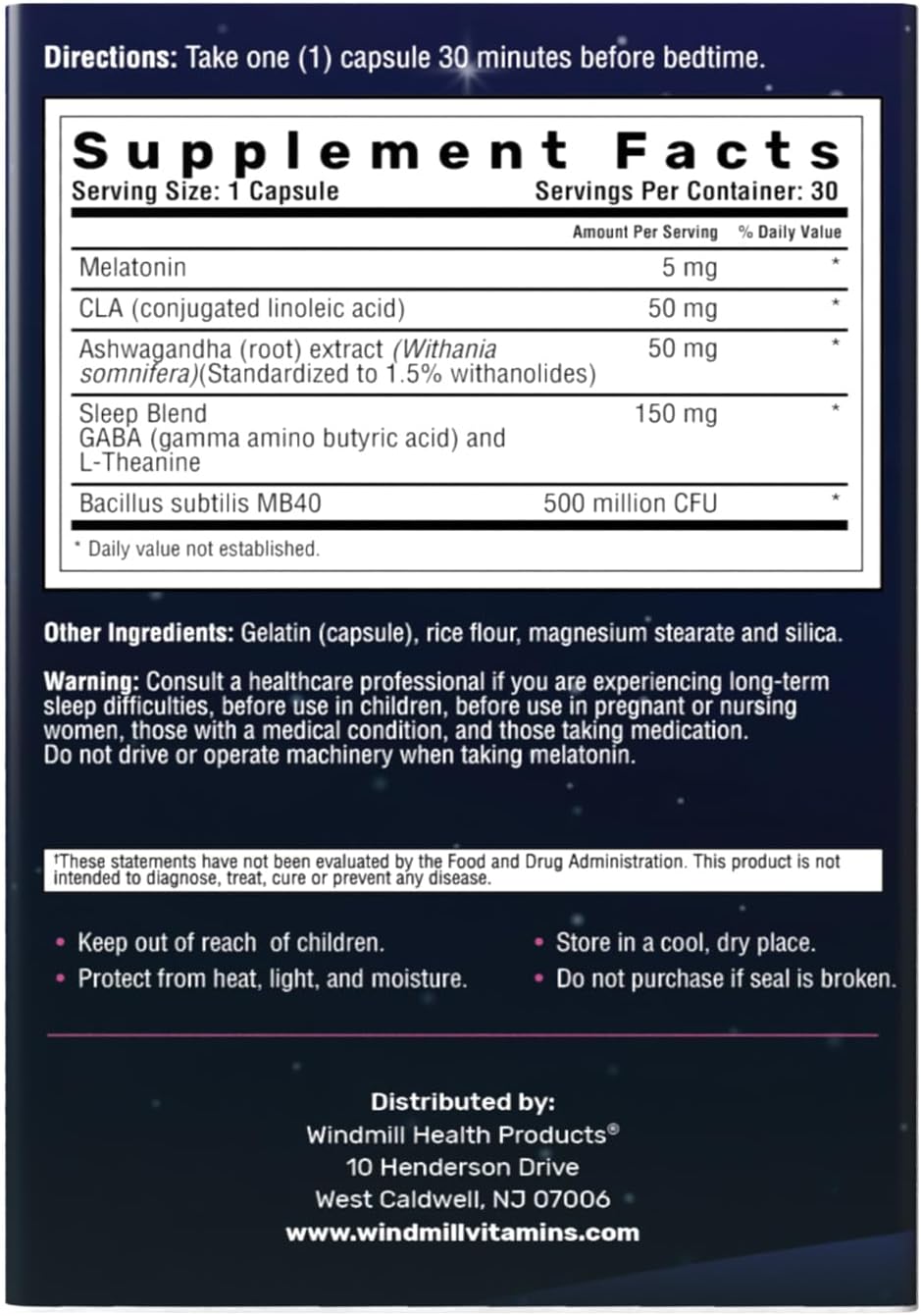 Snooze &amp; Loose 5mg, with Melatonin and CLA, Supports Metabolism, Probiotics and Ashwagandha, 30 Capsules