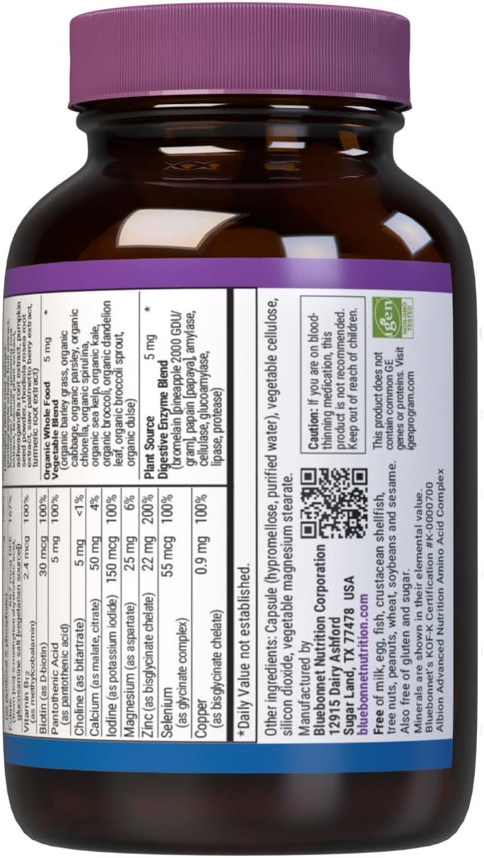 Bluebonnet Nutrition One for Men Whole Food-Based Multiple, Daily Nutrition*, Non-GMO, Vegetarian Friendly, Kosher, Gluten-Free, Soy-Free, Dairy-Free, Iron Free, 30 Vegetable Capsules, 30 Servings