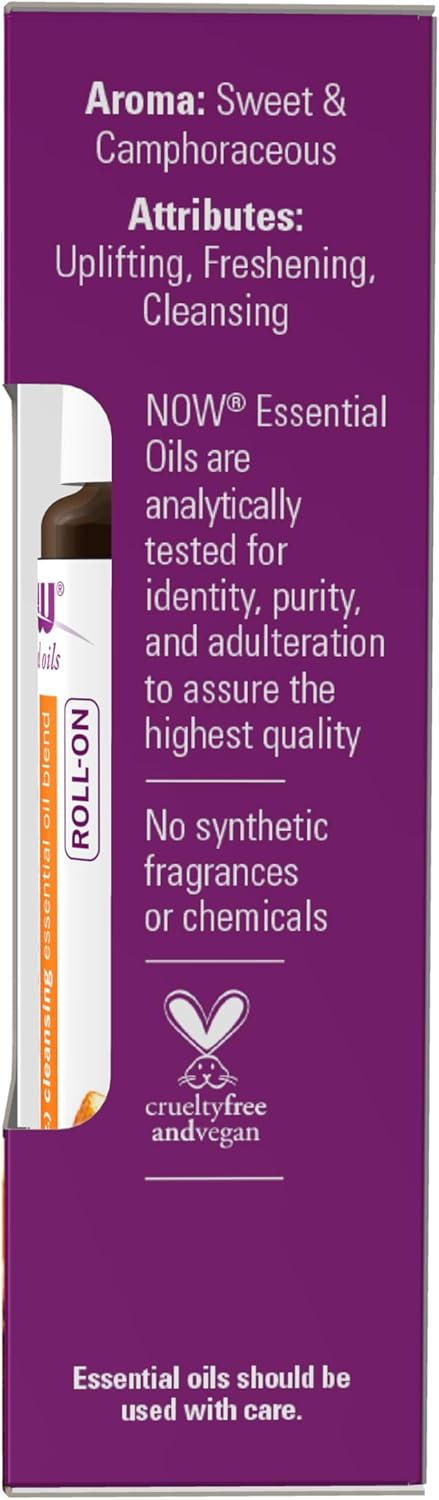 NOW Foods Essential Oils, Seasonal Defense Roll On, Non-GMO Project Verified, Cleansing Blend, Steam Distilled, Topical Aromatherapy, 10-mL