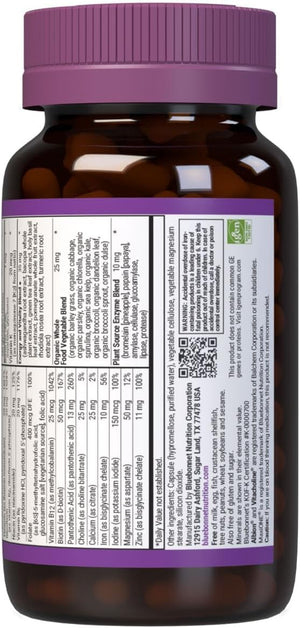 Bluebonnet Nutrition Maxi One (with Iron), Whole Food Multiple, Enzymes, Energy, Vitality, Gluten-Free, Kosher, Dairy-Free, Vegetarian Friendly, Soy-Free, Non-GMO, 90 Vegetable Capsule, 3 Month Supply, Beige