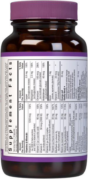 Bluebonnet Nutrition Maxi One (Iron-Free), Whole Food Multiple, Enzymes, Energy, Vitality, Gluten, Soy & Green Free, Kosher, Vegetarian Friendly, Non-GMO, 90 Count
