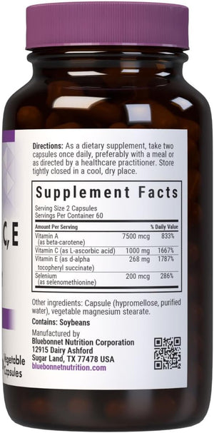 BlueBonnet Beta Carotene C and E Plus Selenium Vegetarian Capsules, 120 Count, White