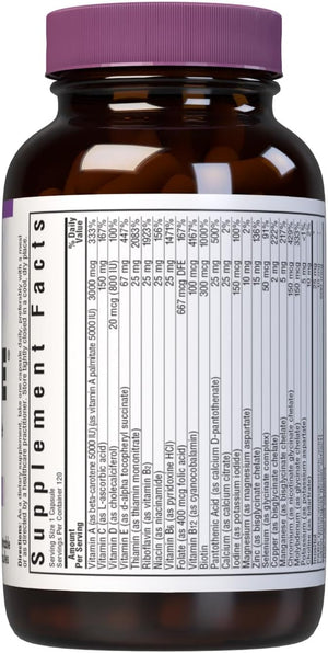 Bluebonnet Nutrition Multi One (Iron Free) Vegetable Capsules, Complete Full Spectrum Multiple, B Vitamins, General Health, Gluten Free, Milk Free, Kosher, 120 Count