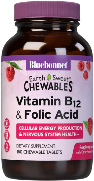 BlueBonnet Nutrition Earth Sweet Vitamin B12 1000 mcg, 180 Chewable Tablets