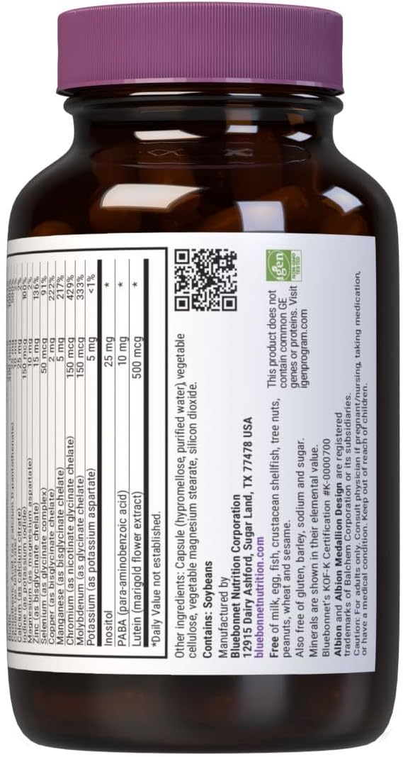 Bluebonnet Nutrition Multi One (iron Free) Vegetable Capsules for Complete Full Spectrum Multiple, B Vitamins, General Health, Gluten free, milk free, kosher, 60 Vegetable Capsules, 2 Month Supply