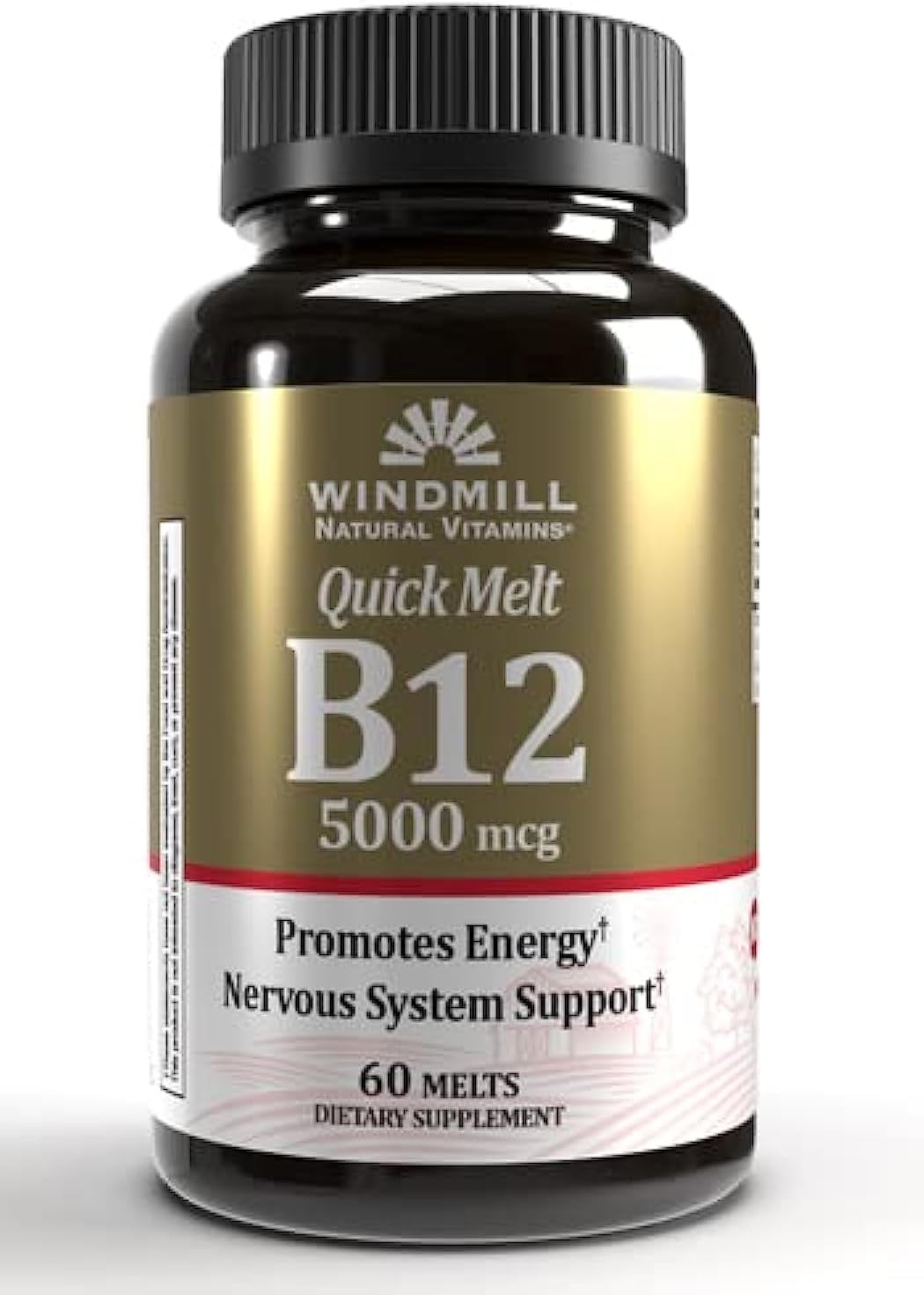 Windmill Quick Melt Vitamin B-12 5000 MCG Dietary Supplement, 60 Count