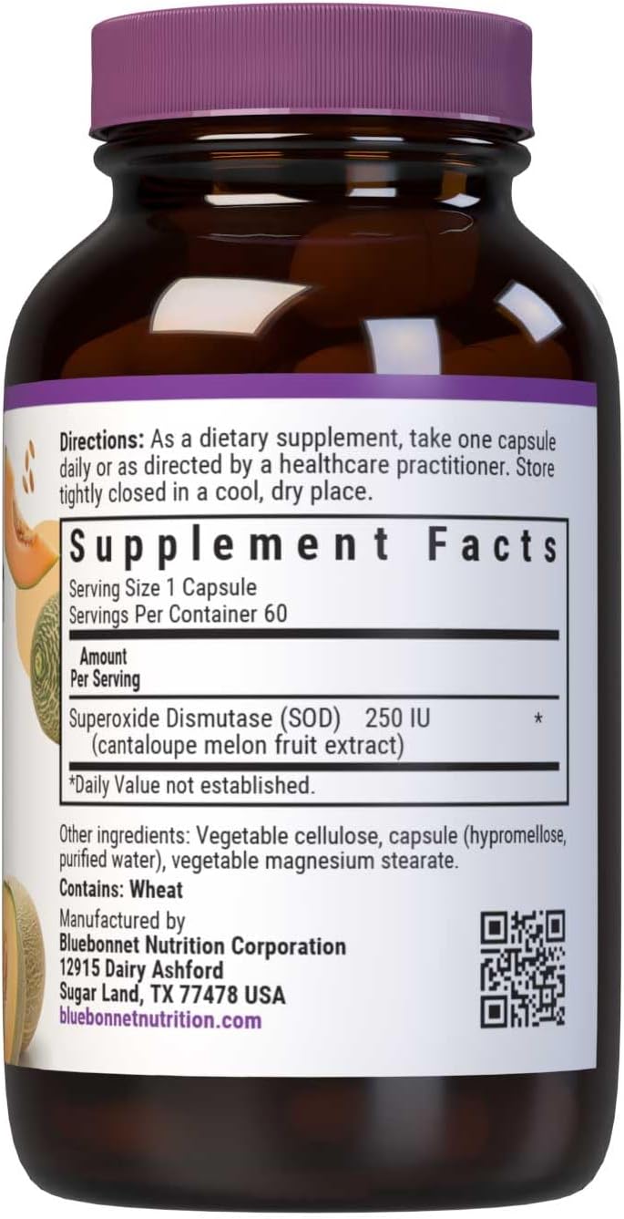 Blue Bonnet Super Fruit Extra Strength Cantaloupe Melon Fruit Extract 250IU Per Serving of SOD- 60 Vcaps