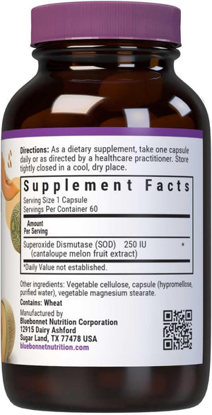 Blue Bonnet Super Fruit Extra Strength Cantaloupe Melon Fruit Extract 250IU Per Serving of SOD- 60 Vcaps