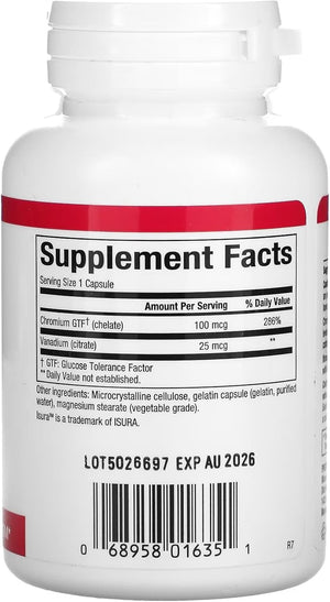 Natural Factors, Chromium & Vanadium 125 mcg, Supports Healthy Metabolism, 90 capsules