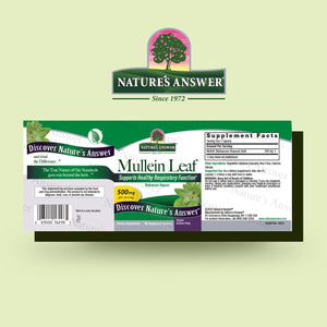 Nature's Answer Mullein Leaf Capsules 90 - Alcohol Free, Vegetarian, Vegan, Gluten Free - Mullein capsuels for Lungs - Supports Respiratory Function & Lung Health
