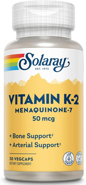 SOLARAY K2 MK7, Veg Cap (Btl-Plastic) 50mcg | 30ct