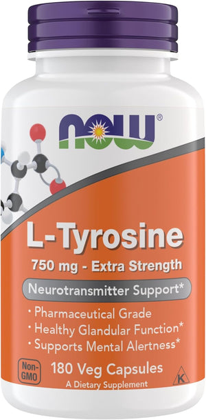 Now Supplements - L-Tyrosine Supplement, 750mg for Neurotransmitter Support & Mental