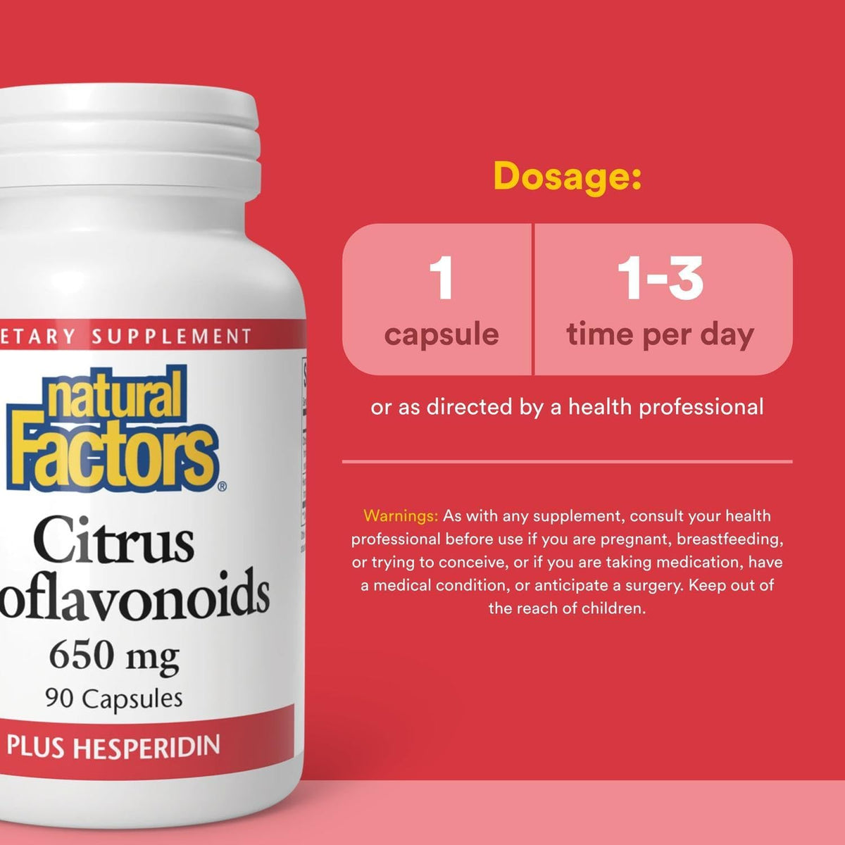 Natural Factors - Citrus Bioflavonoids 650mg, Support for The Body&#39;s Use of Vitamin C, 90 Capsules