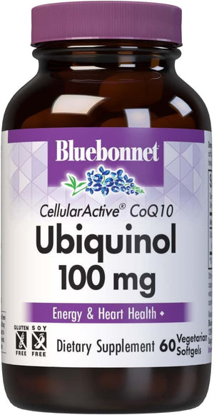 Bluebonnet Ccellular Active CoQ10 Ubiquinol Vegetarian Softgels, 100 mg, Maroon, 60 Count