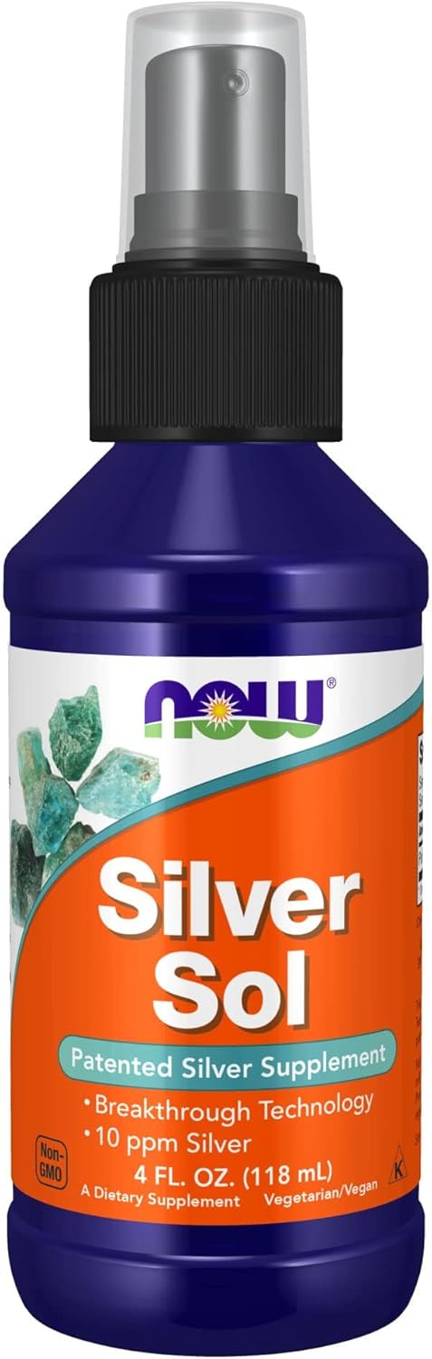 NOW Foods Supplements, Silver Sol 10 PPM with Elemental Silver and Deionized Water, Liquid, 4-Ounce