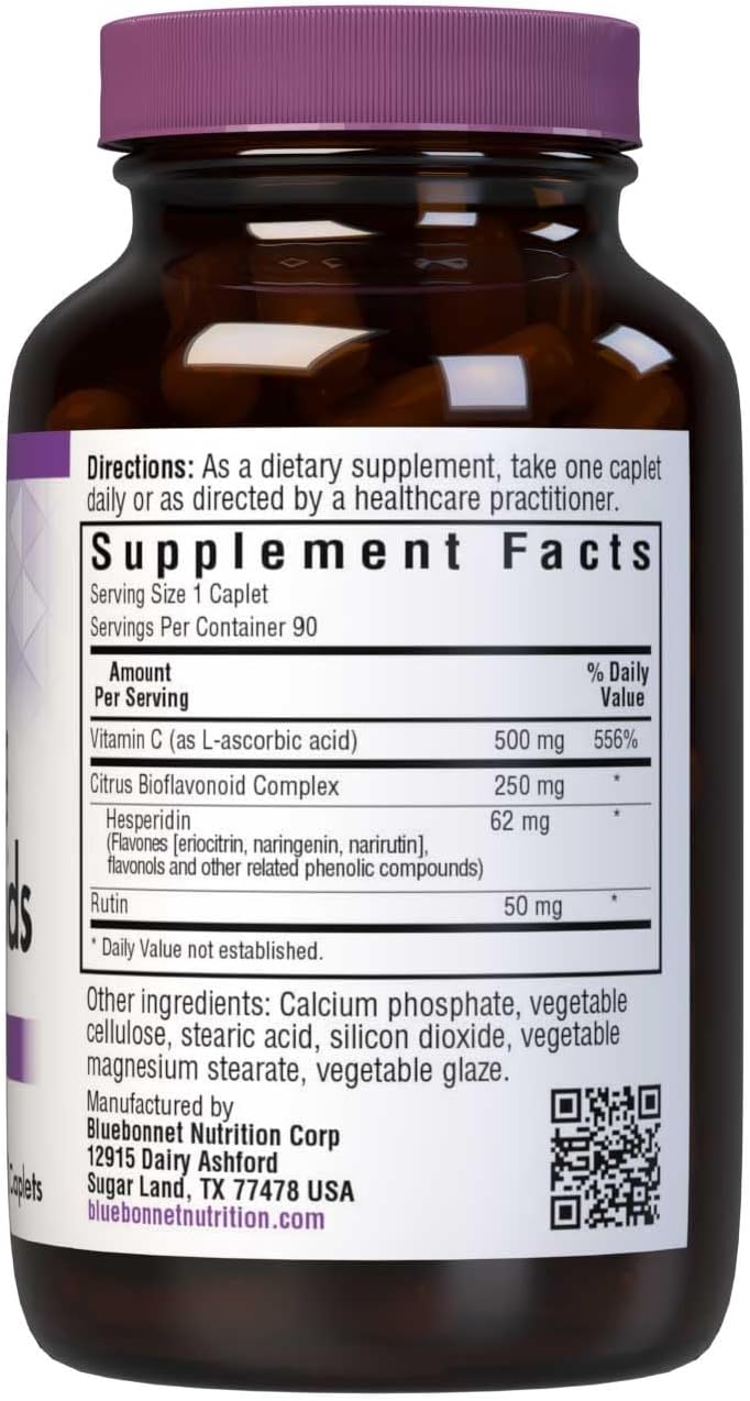 BlueBonnet Nutrition C-500 mg & Bioflavonoids, 90 Caplets, 90 Servings