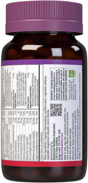 Bluebonnet Nutrition Ladies One Vegetable Capsule, Whole Food Multiple, K2, Organic Vegetable, Energy, Vitality, Non-GMO, Gluten Free, Soy Free, Milk Free, Kosher, 90 Vegetable Capsule, 3 Month Supply
