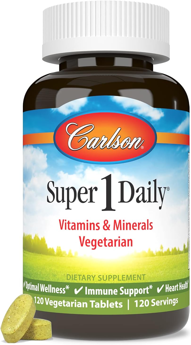 Carlson - Super 1 Daily, Vegetarian Multiple Formula, Multivitamin, Optimal Wellness, 120 Tablets