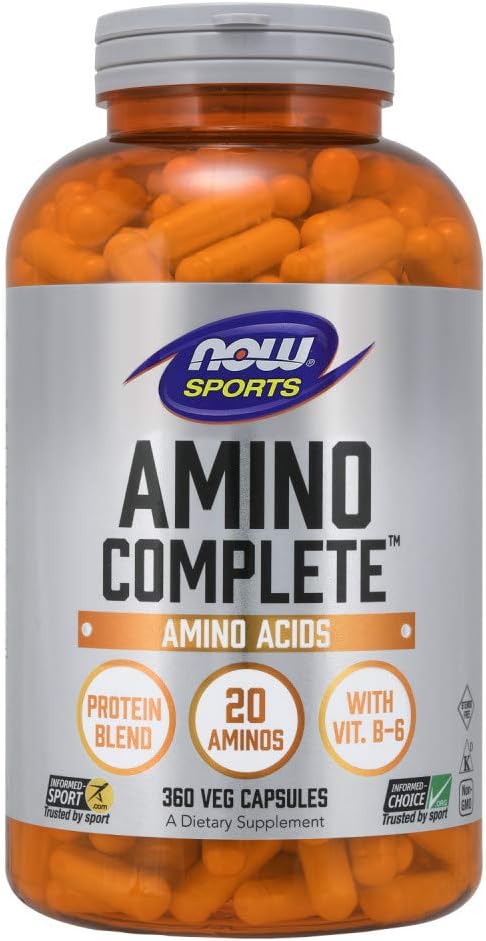 NOW Foods Sports Nutrition, Amino Complete™, Protein Blend With 21 Aminos and B-6, 360 Veg Capsules
