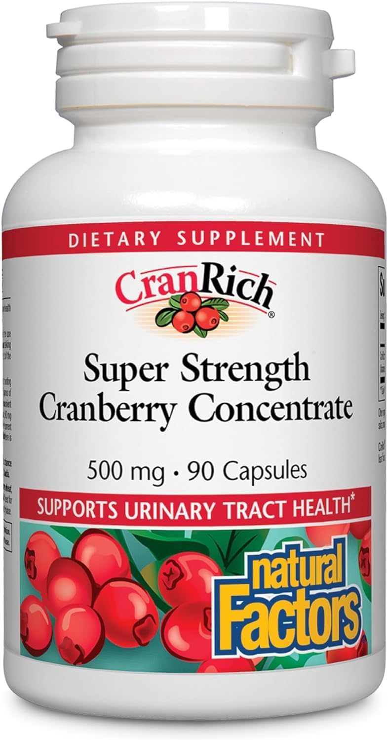 CranRich by Natural Factors, Super Strength Cranberry Concentrate, Antioxidant Supplement for Urinary Tract Support, Non-GMO, 90 Capsules