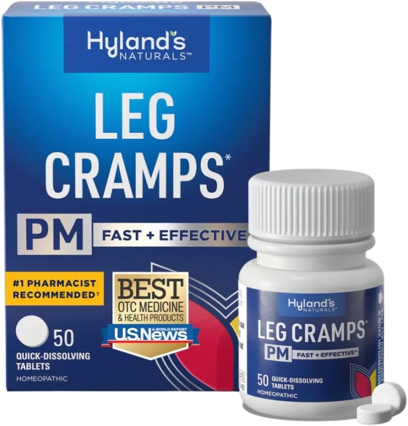 Hyland&#39;s, Leg Cramps PM Tablets, Nighttime Formula, Natural Relief of Calf, Foot and Leg Cramps at Night, Quick Dissolving Tablets, 50 Count