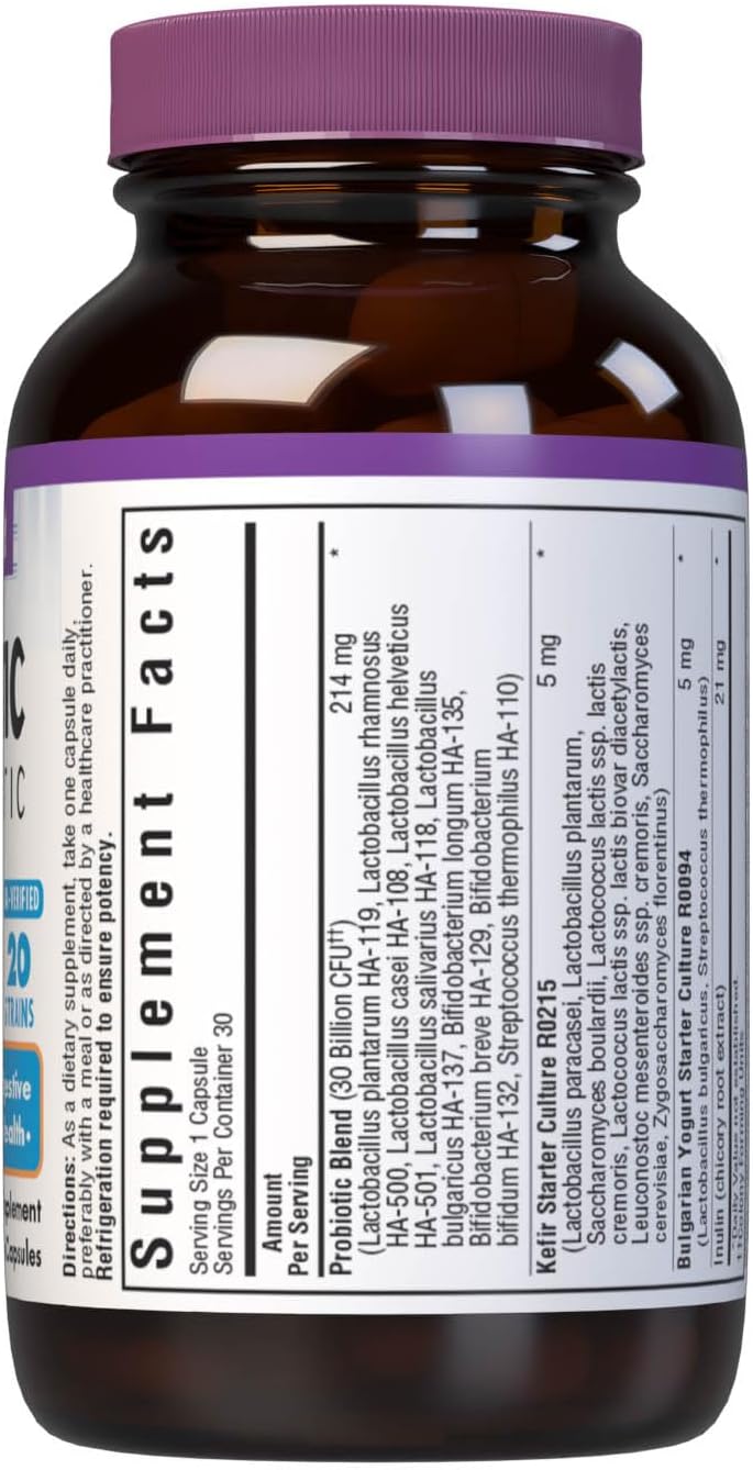 Bluebonnet Nutrition Probiotic and Prebiotic, 30 Billion CFU Per Serving, Supports Immune &amp; Aids in Digestive Health, Gluten-Free, Non-GMO, 30 Count