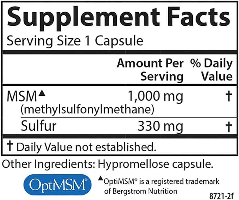 Carlson - M-S-M Sulfur, 1000 mg Superior Bioavailability, Joint Function, Connective Tissue Support &amp; Healthy Skin, 90 Vegetarian Capsules