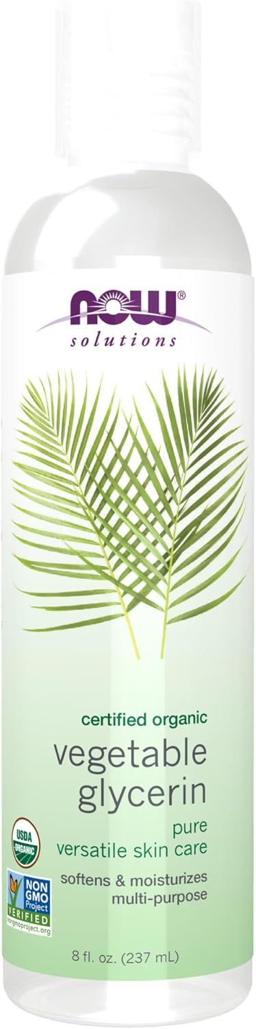 NOW Foods Solutions, Organic Vegetable Glycerin Oil, 100% Pure, Softening and Moisturizing Multi-Purpose Skin Care, 8-Ounce