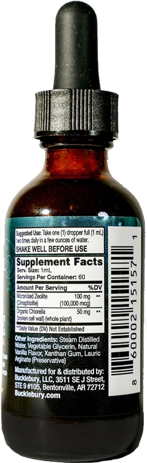 Zeolite Liquid Suspension w/Chlorella - Detox Support, Immune System and Digestive Tract Health Support for Kids and Adults (60 Servings)