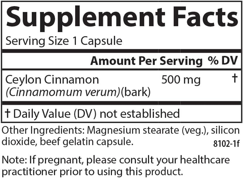 Carlson - Ceylon Cinnamon, Cinnamon Supplements, 500 mg, Cinnamon Extract Pills, Ceylon Cinnamon Capsules, 90 Capsules.