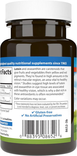 Carlson - Lutein, 6 mg, Healthy Vision & Eye Function, Antioxidant, Lutein Supplements for Eyes, Eye Vitamins with Lutein & Zeaxanthin, 180 Softgels