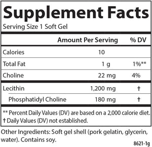 Carlson - Lecithin, Non-GMO, 1200 mg, Nervous System & Liver Function, Unbleached Soy Lecithin, 100 Softgels