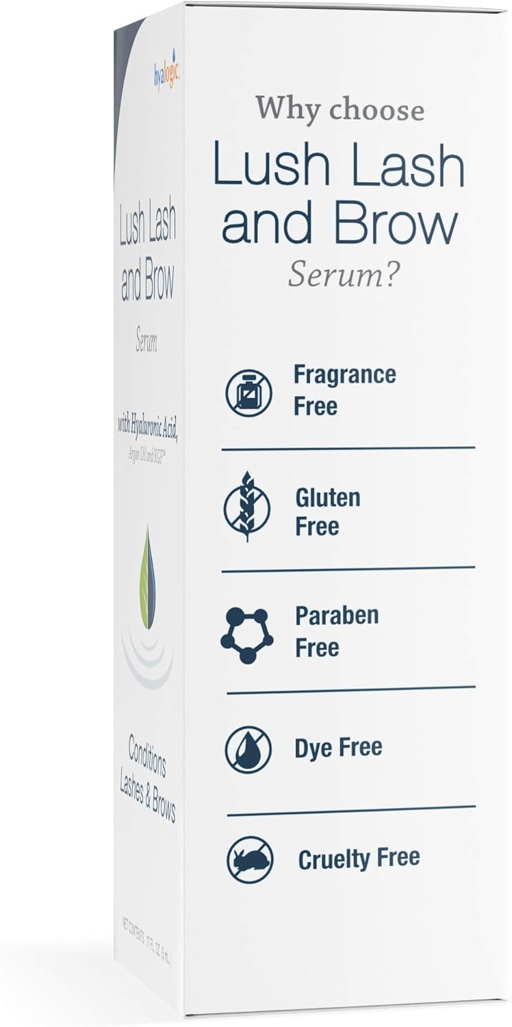 Lash &amp; Brow Serum by Hyalogic - Eyelash and Brow Growth Serum Enriched w/Hyaluronic Acid, Argan Oil &amp; KGF: Hypoallergenic Formula | Cruelty &amp; Paraben-Free .17 fl. oz.(5ml)