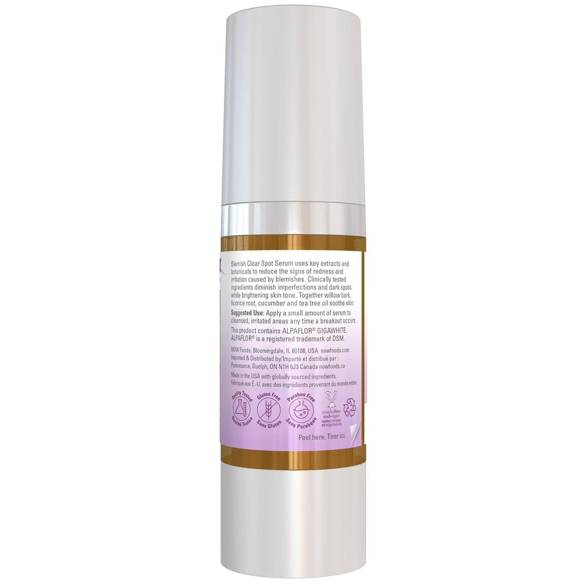 NOW Foods Solutions, Blemish Clear Spot Treatment, Reduces Redness and Irritation, Purify, 0.5-Fluid Ounce